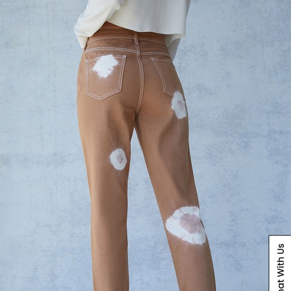 PacSun Tie Tan Dye High Rise Mom Jeans in Tan Size 26 - Picture 3 of 8